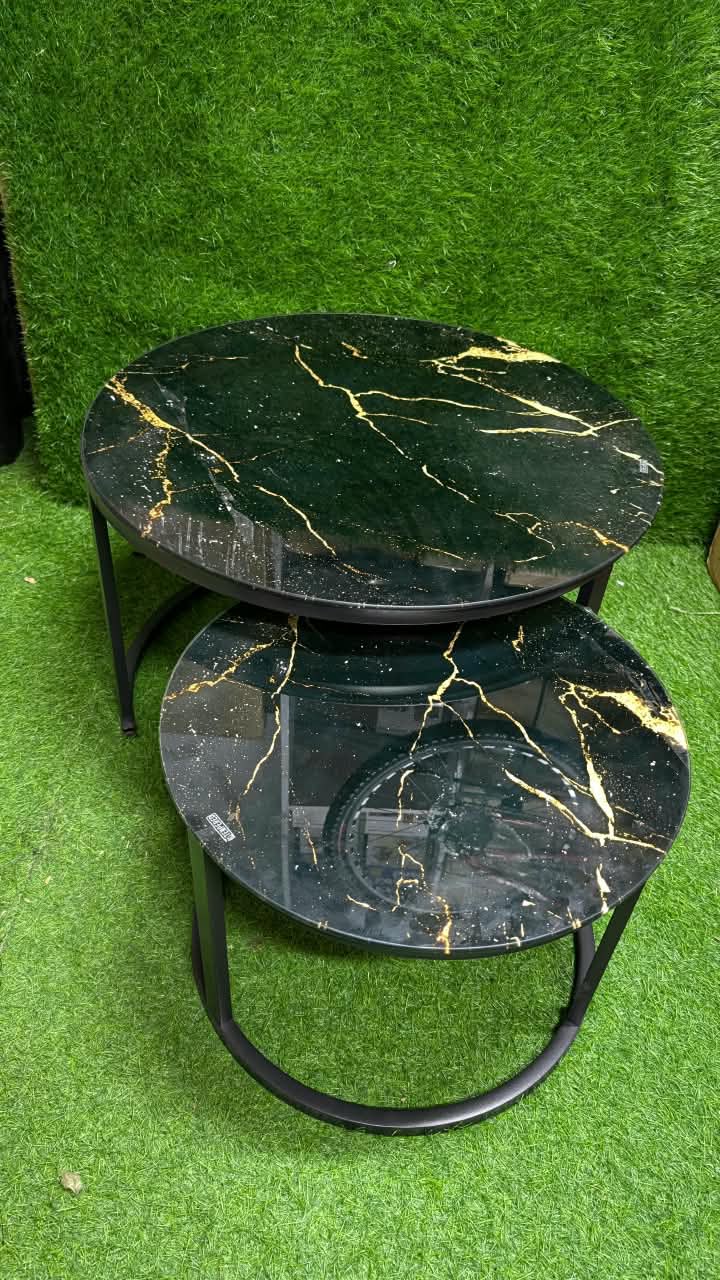 GLASS MARBLE NESTING TABLE