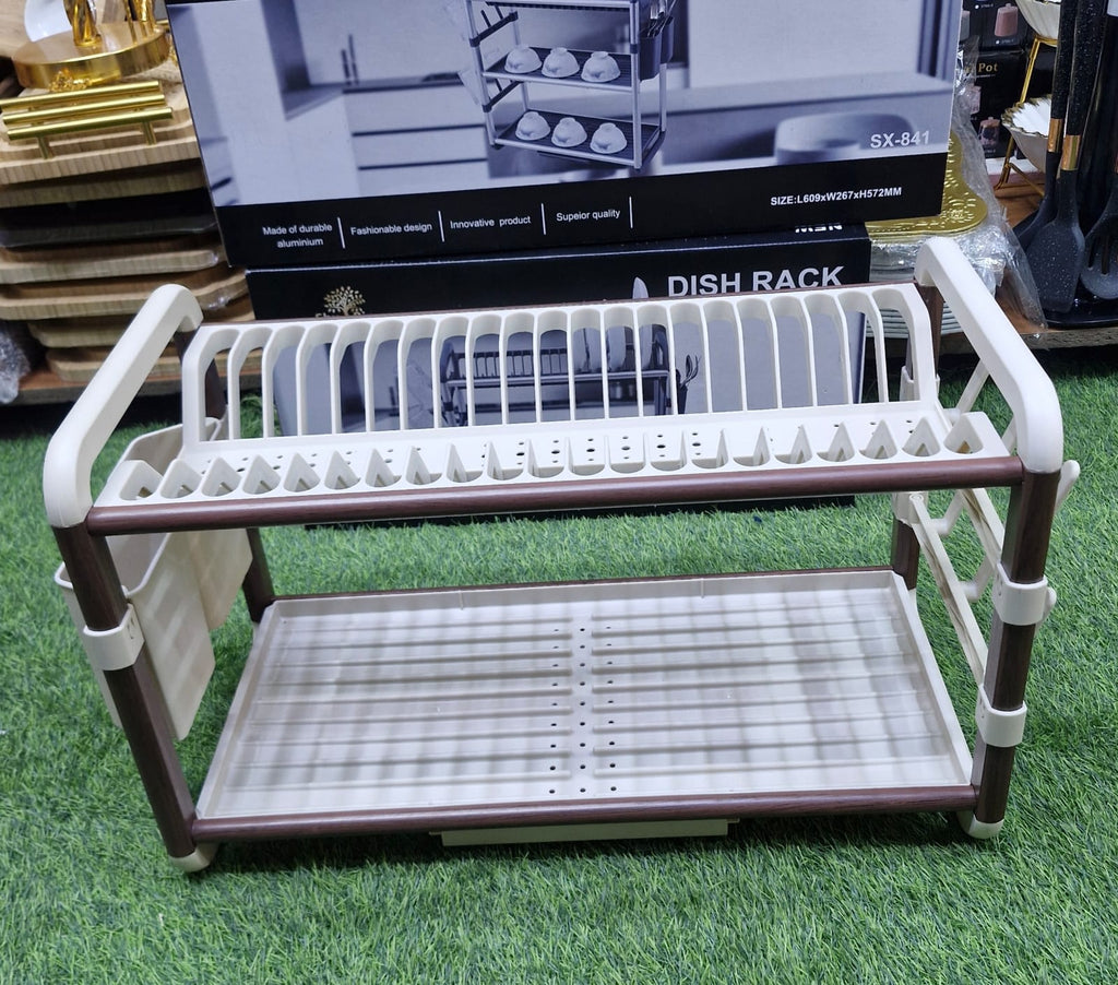 2-Tier Aluminum Dish Drying Rack with Drainer
