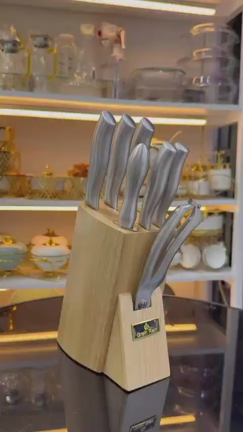 8pcs Set High quality Stainless Steel Knife Set with Hallow handle.