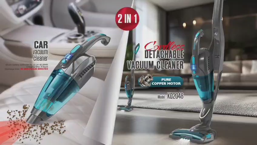 2 in 1 Detachable cordless Vaccum cleaner: Can be used separately after dissasembly